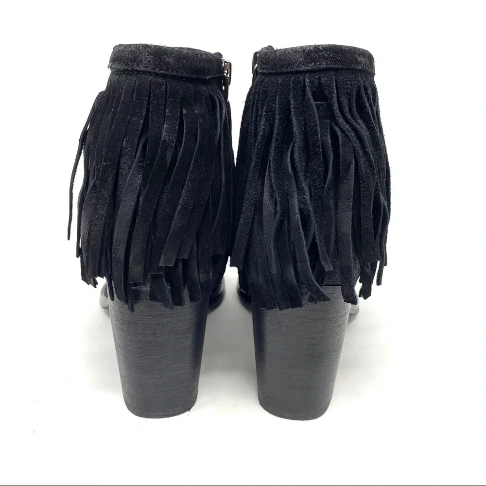 Azura Spring Step Bernat Black suede fringe boots